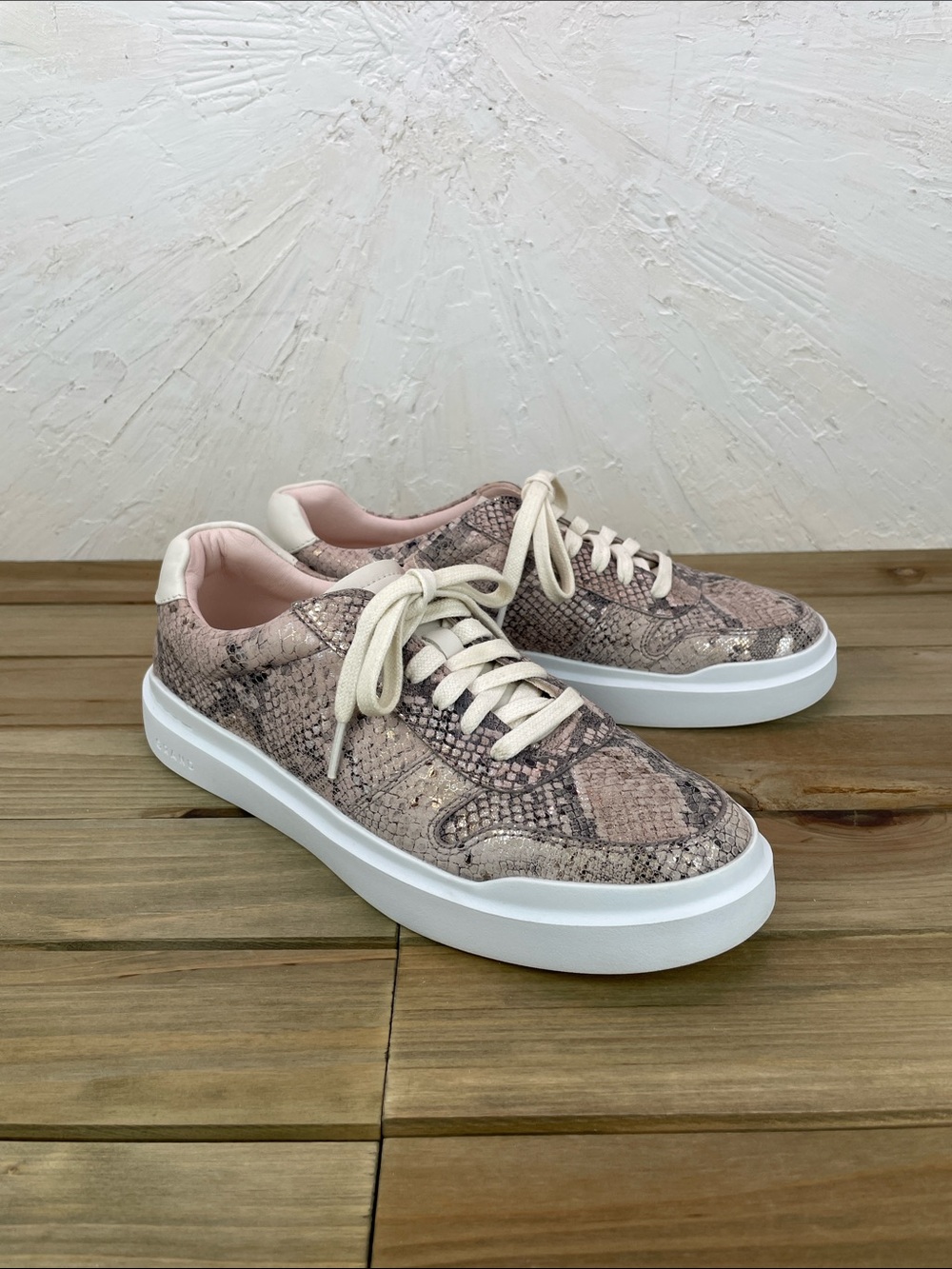 Women’s Cole Haan GrandSeries Lace-Up Sneakers - Pink & Tan Faux Snake Skin